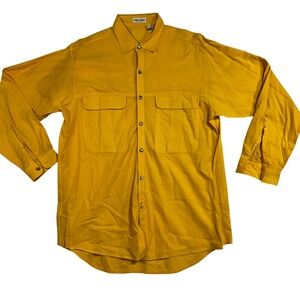 Saturdays Men 90s Vintage Mustard Yellow Cotton Button Down Utility Shirt Large